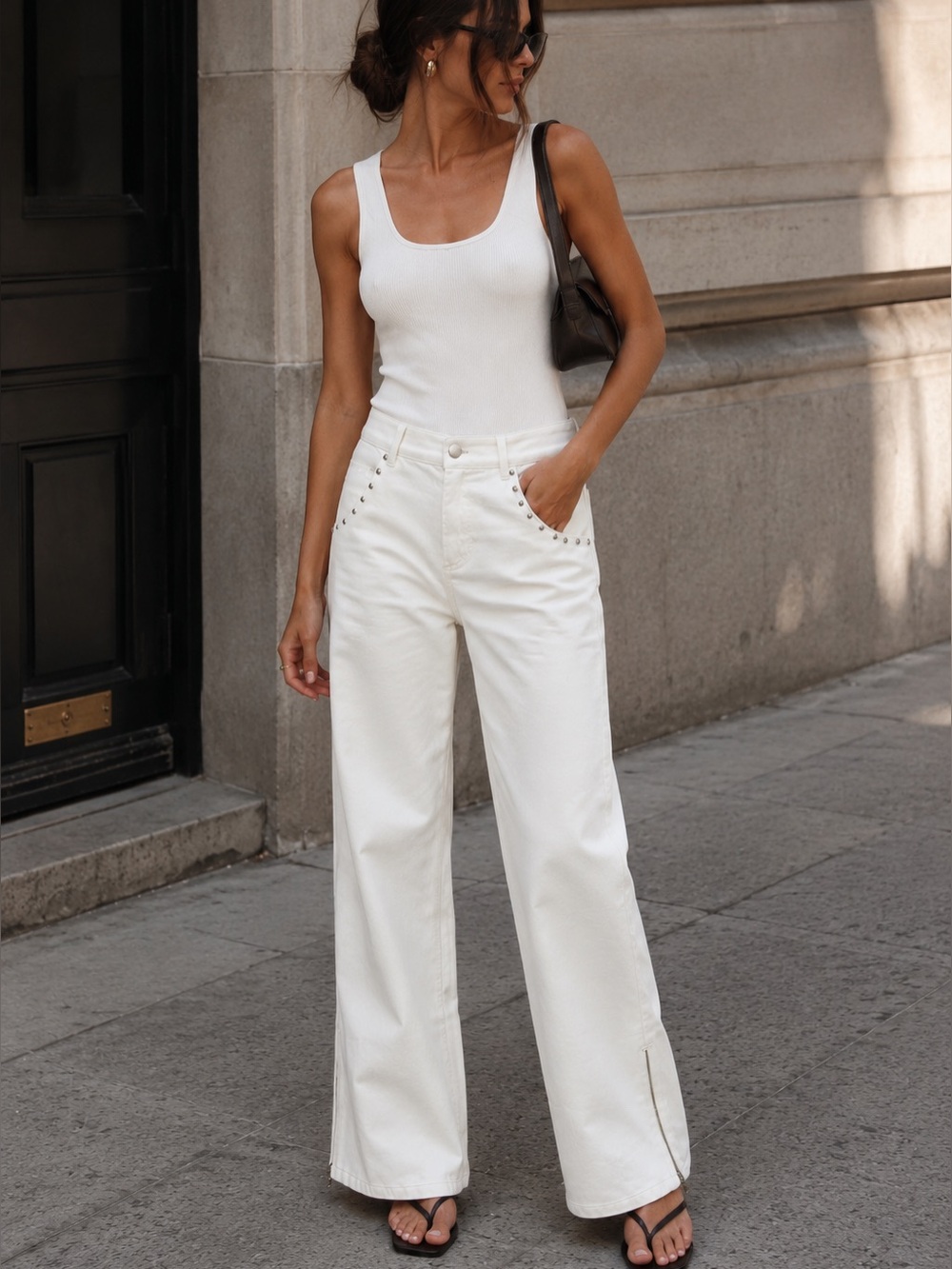 IRO Studded Zip Jeans White 38 / US 6 NWT